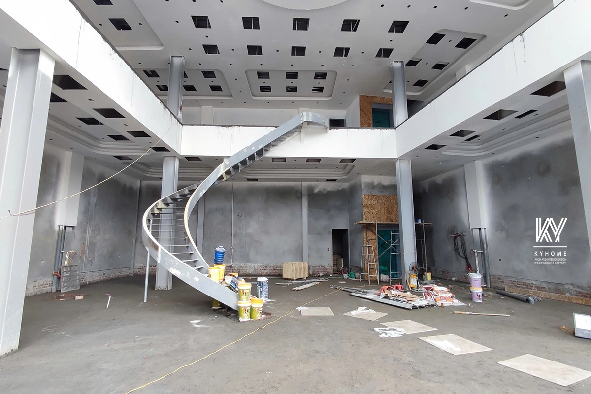 Tầng 1 nhà lắp ghép showroom